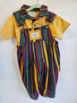 CHILDS PLAY COTTON VINTAGE OVERALL SET MUSTARD MULTI STRIPE SIZE 18M