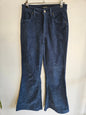 GHANDA CORDUROY FLARED PANTS DARK BLUE RAINBOW SIZE 8
