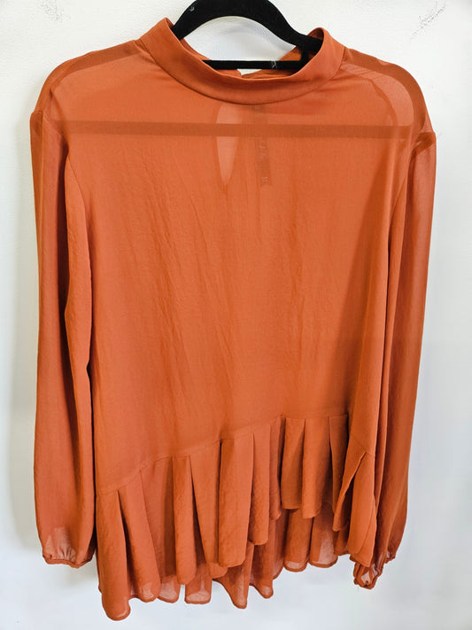 FAITFULLY CHIFFON LONG SLEEVE TOP RUST SIZE 10
