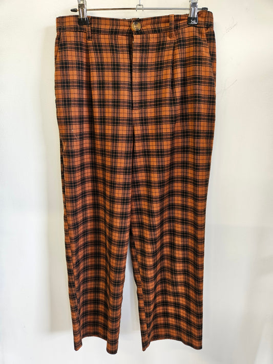 PRINCESS HIGHWAY POLYESTER VISCOSE ELASTANE PANTS RUST BLACK PLAID SIZE M