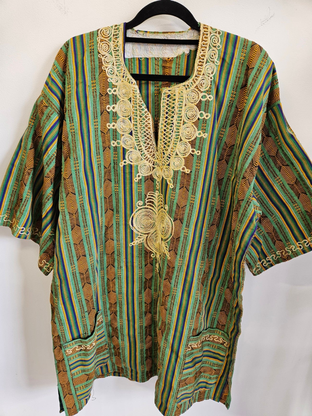 UNBRANDED COTTON ETHNIC TUNIC GREEN RUST MULTI SIZE L