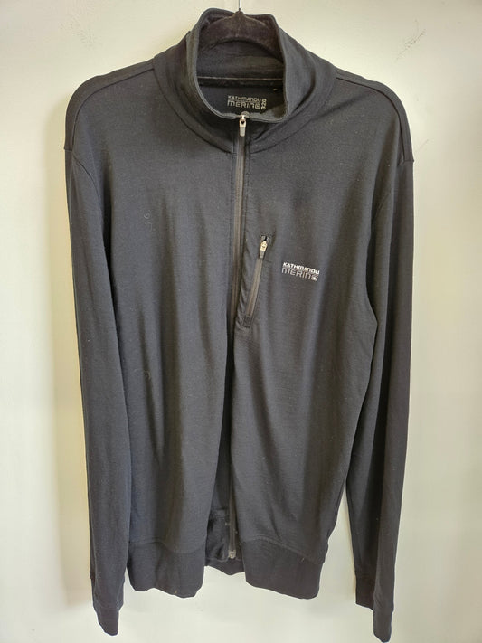 KATHMANDU MERINO ZIP UP SWEATER BLACK SIZE L