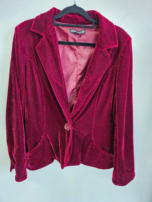CAROLINE COLLECTION VELVET BLAZER CRIMSON SIZE 14