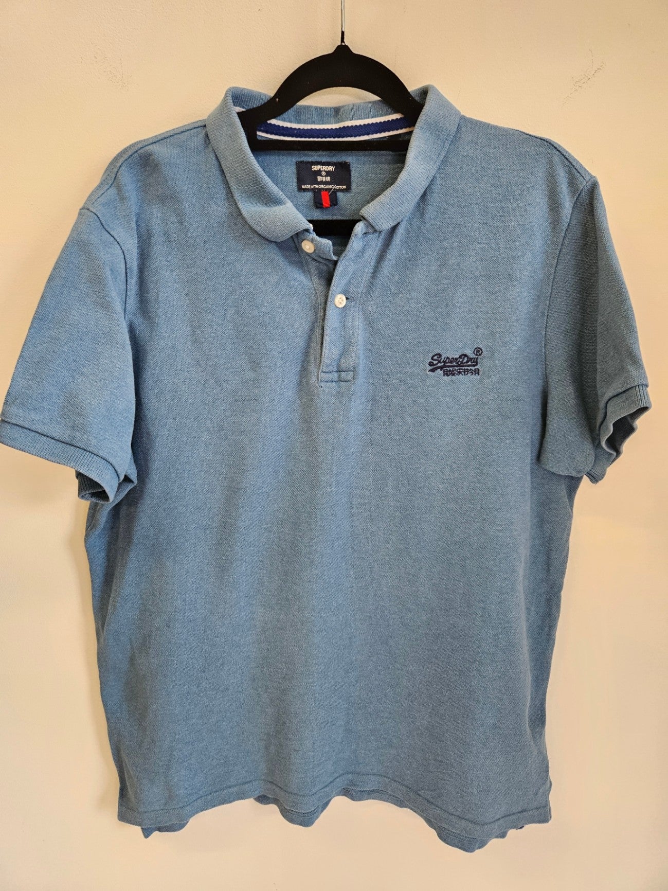 SUPERDRY ORGANIC COTTON POLO SHIRT BLUE SIZE XL