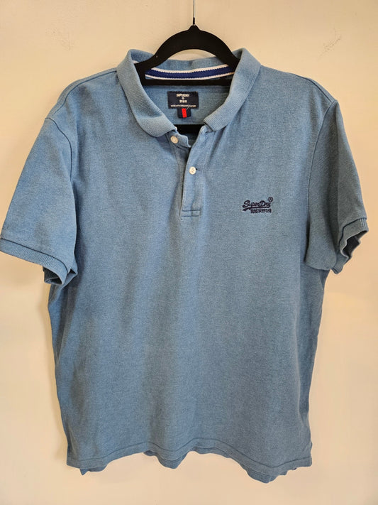 SUPERDRY ORGANIC COTTON POLO SHIRT BLUE SIZE XL