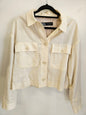 ZARA LINEN CROP JACKET CREAM SIZE L