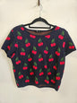 JAY JAYS COTTON KNIT SHORT SLEEVE TOP NAVY CHERRY SIZE XL