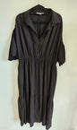 VINE APPAREL RAYON LINEN BLEND COLLARED MAXI DRESS BLACK SIZE 18