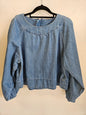 SEED DENIM LONG SLEEVE TOP MID BLUE SIZE 12