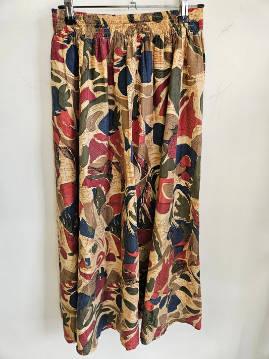 WHITBY SILK SKIRT BEIGE ABSTRACT SIZE S