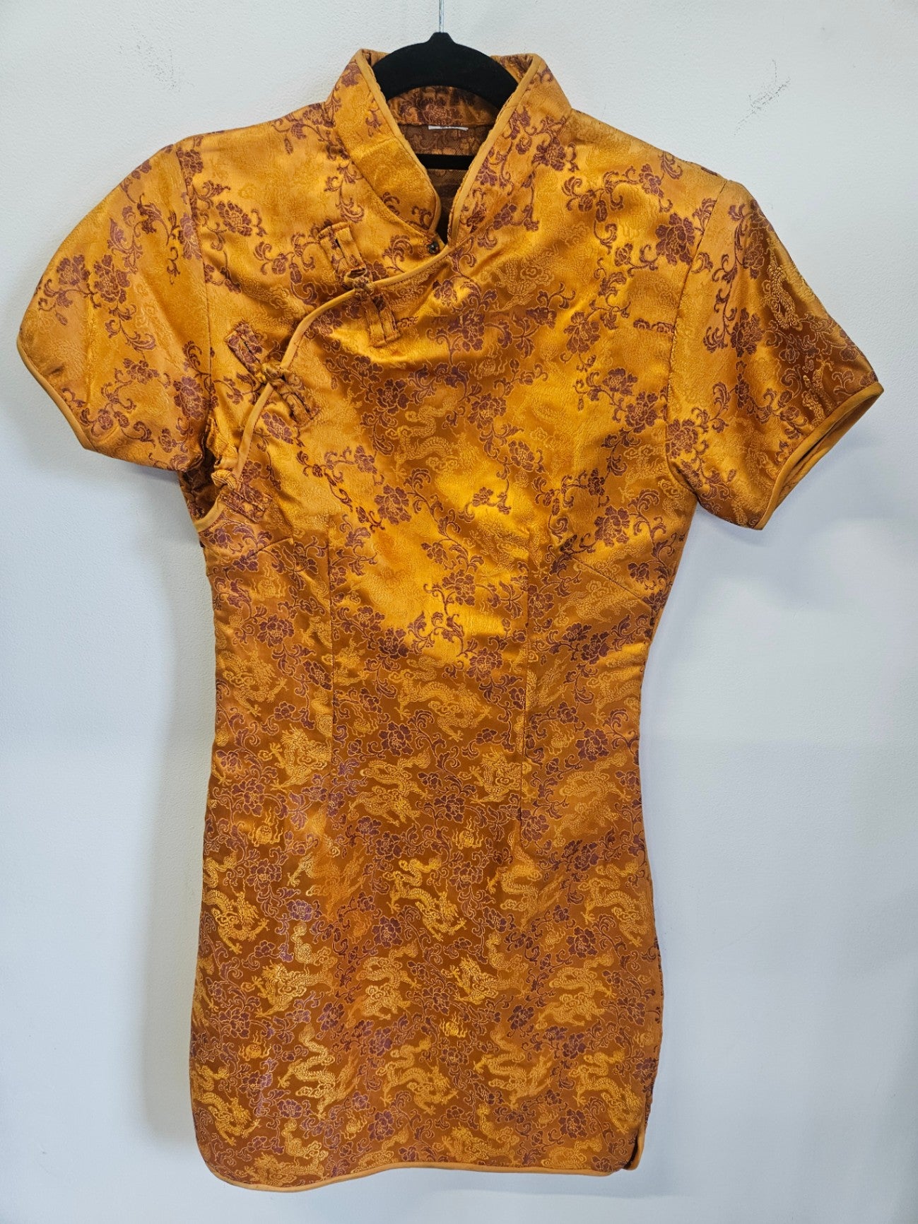 SILK MINI DRESS ORANGE FLORAL SIZE S/M