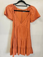 ATMOS&HERE COTTON LINEN BLEND MINI DRESS TERACOTTA SIZE 6