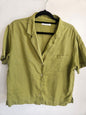 NUDE LUCY LINEN SHORT SLEEVE TOP OLIVE SIZE XS