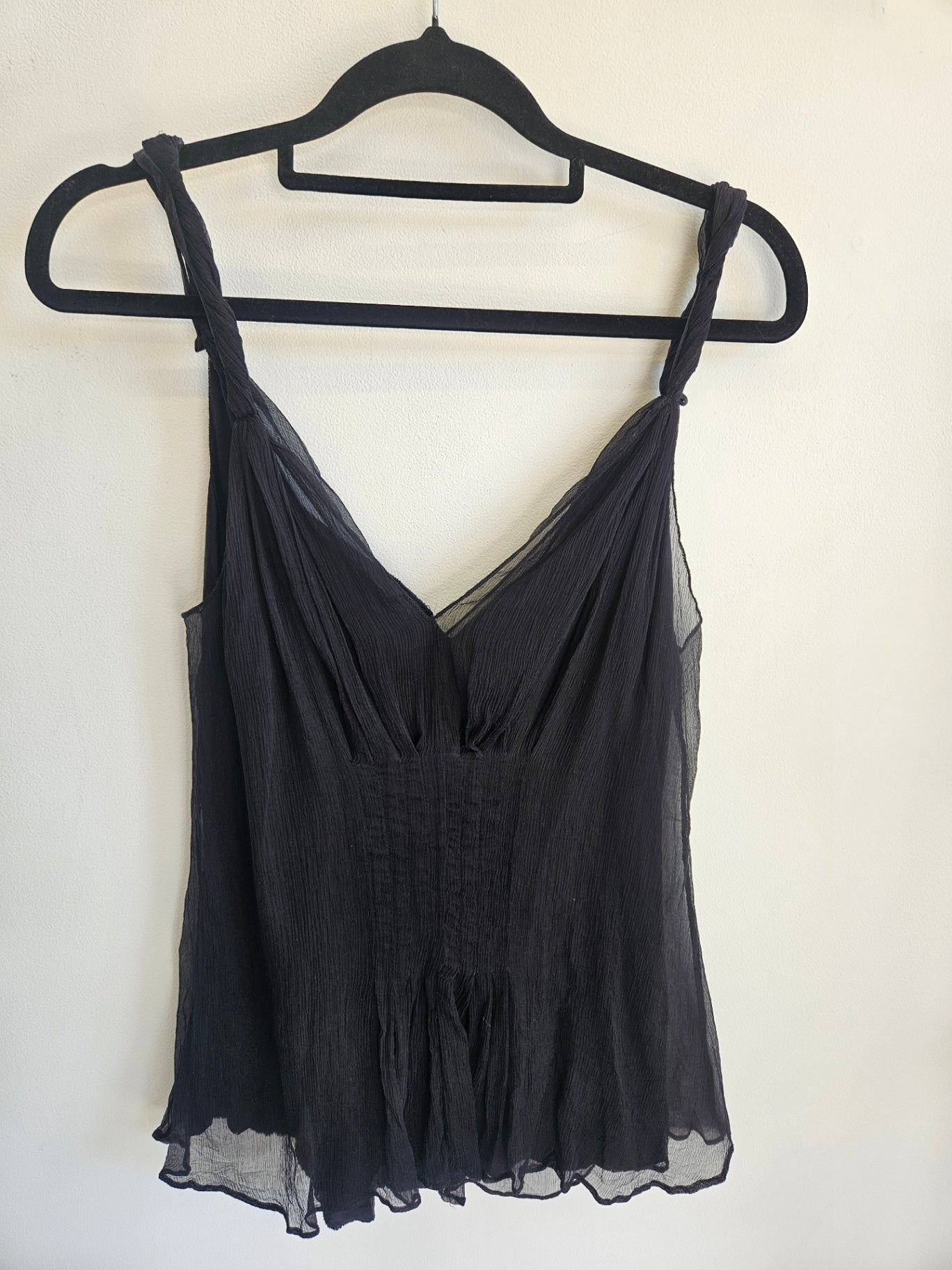 WYETH SILK SLEEVELESS TOP BLACK SIZE S
