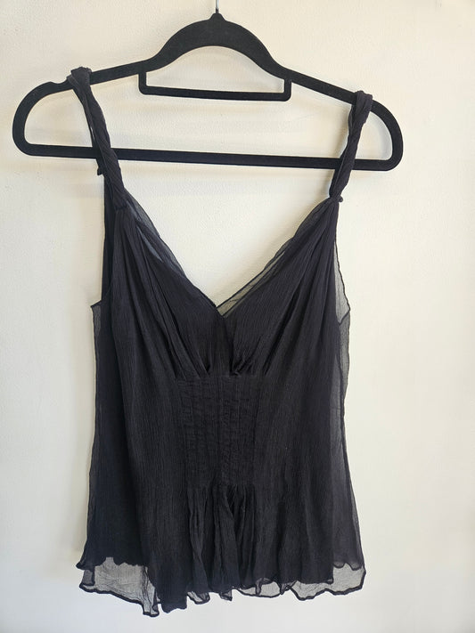 WYETH SILK SLEEVELESS TOP BLACK SIZE S