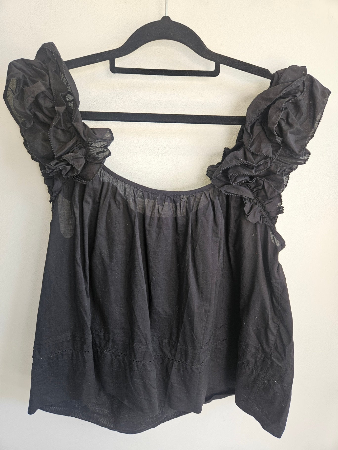 STATE OF PLAY COTTON SLEEVELESS TOP BLACK SIZE 12