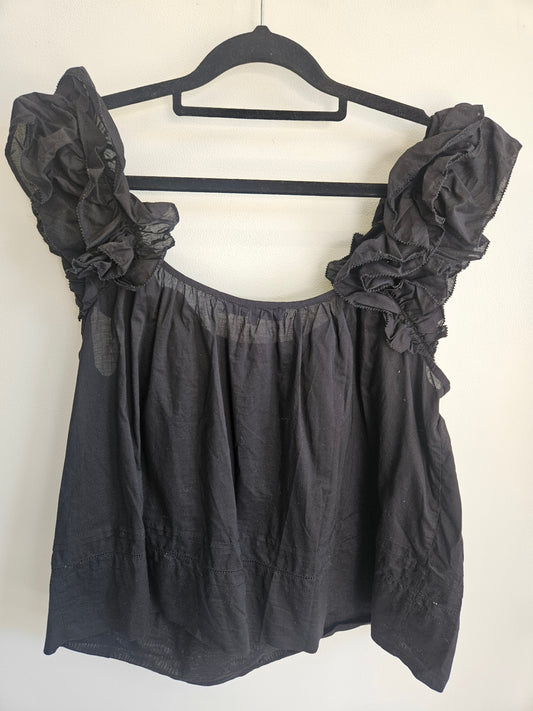 STATE OF PLAY COTTON SLEEVELESS TOP BLACK SIZE 12