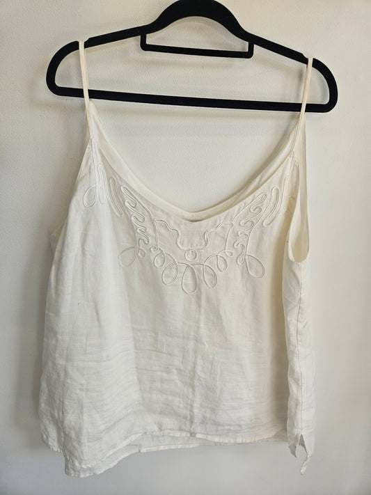 GRACE HILL LINEN SLEEVELESS TOP White SIZE 18