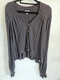 SOCIETY AMUSE CRINKLED COTTON LONG SLEEVE TOP CHARCOAL SIZE S