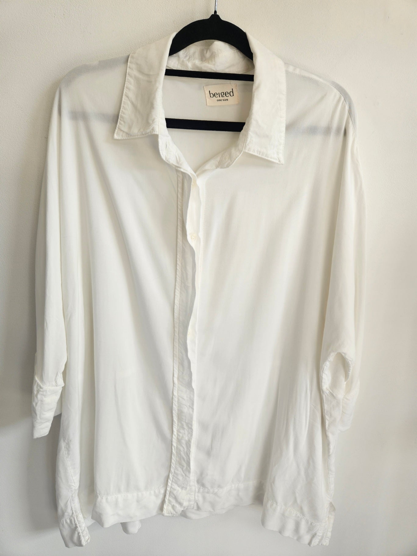 BEIGED COTTON 3/4 SLEEVE SHIRT WHITE SIZE ONE SIZE