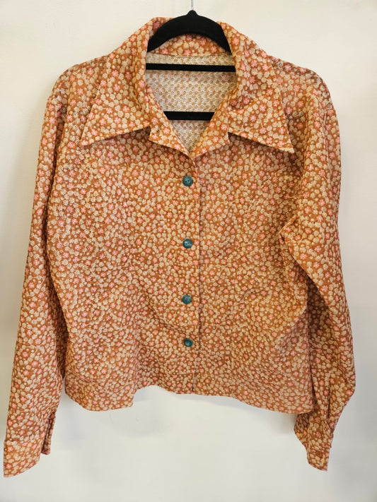 VINTAGE JACKET BROWN PINK FLORAL SIZE XL