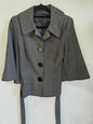 STAX COTTON BLEND 3/4 SLEEVE JACKET GREY PLAID SIZE 8
