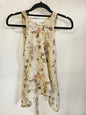 HARVEY GIRLS SHEER FLORAL SLEEVELESS TOP CREAM FLORAL WITH HOOD SIZE S