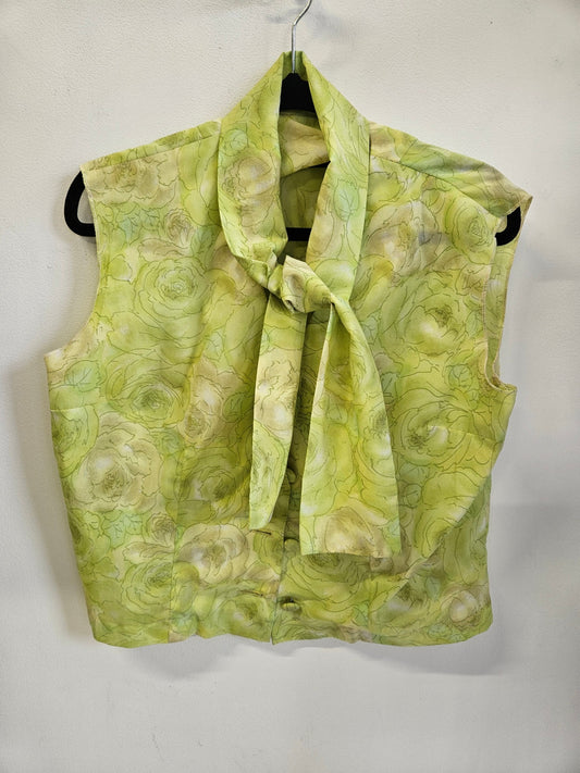 VINTAGE SLEEVELESS TOP LIME GREEN FLORAL SIZE 12