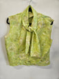 VINTAGE SLEEVELESS TOP LIME GREEN FLORAL SIZE 12