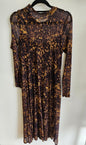 STATE OF PLAY SHEER LONG SLEEVE MAXI DRESS BLACK CHARTREUSE STATIC SIZE S