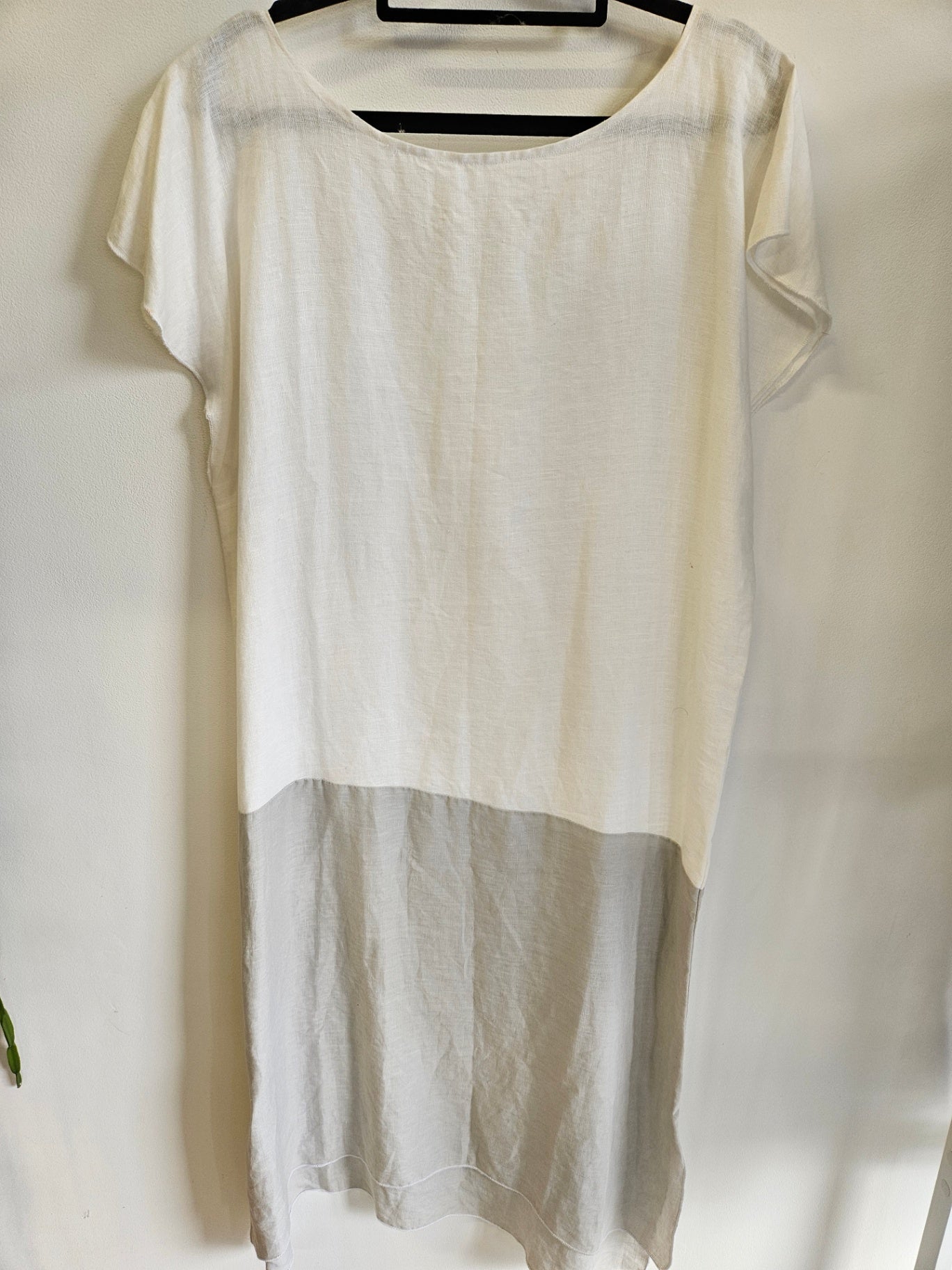 UNBRANDED LINEN TUNIC DRESS CREAM GREY SIZE L
