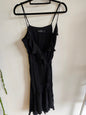 MINKPINK COTTON BLEND WRAP DRESS BLACK RUFFLE SIZE M