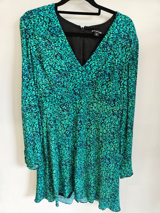 WHISTLES VISCOSE DRESS TURQUOISE SIZE 10