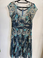 MOSS & SPY LACE DRESS TEAL BLUE CREAM FLORAL SIZE 14