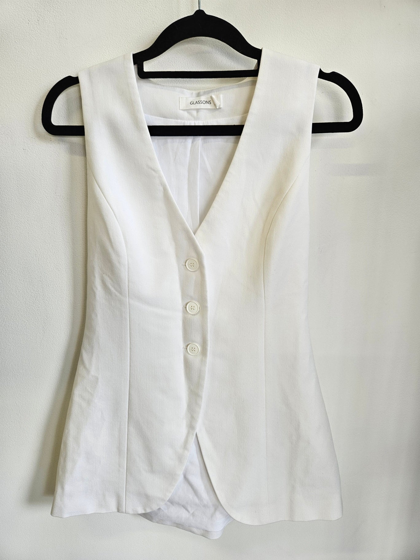 GLASSONS VISCOSE COTTON BLEND VEST WHITE SIZE 6