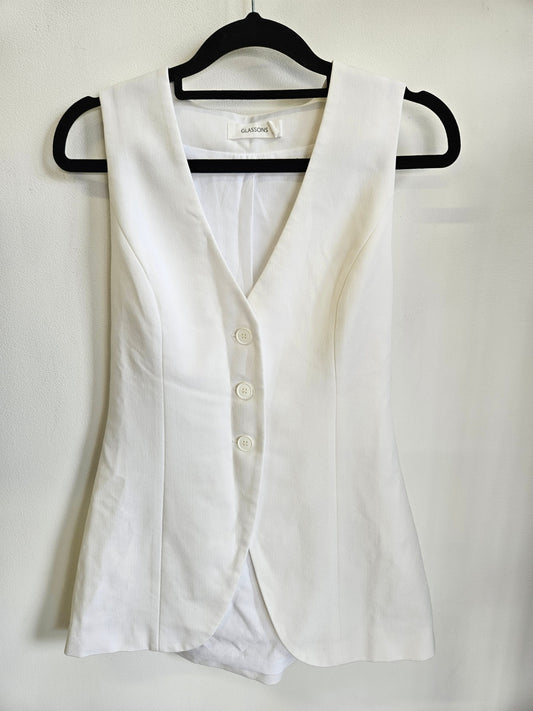 GLASSONS VISCOSE COTTON BLEND VEST WHITE SIZE 6