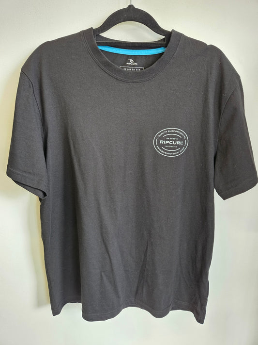 RIP CURL COTTON T SHIRT BLACK SIZE M