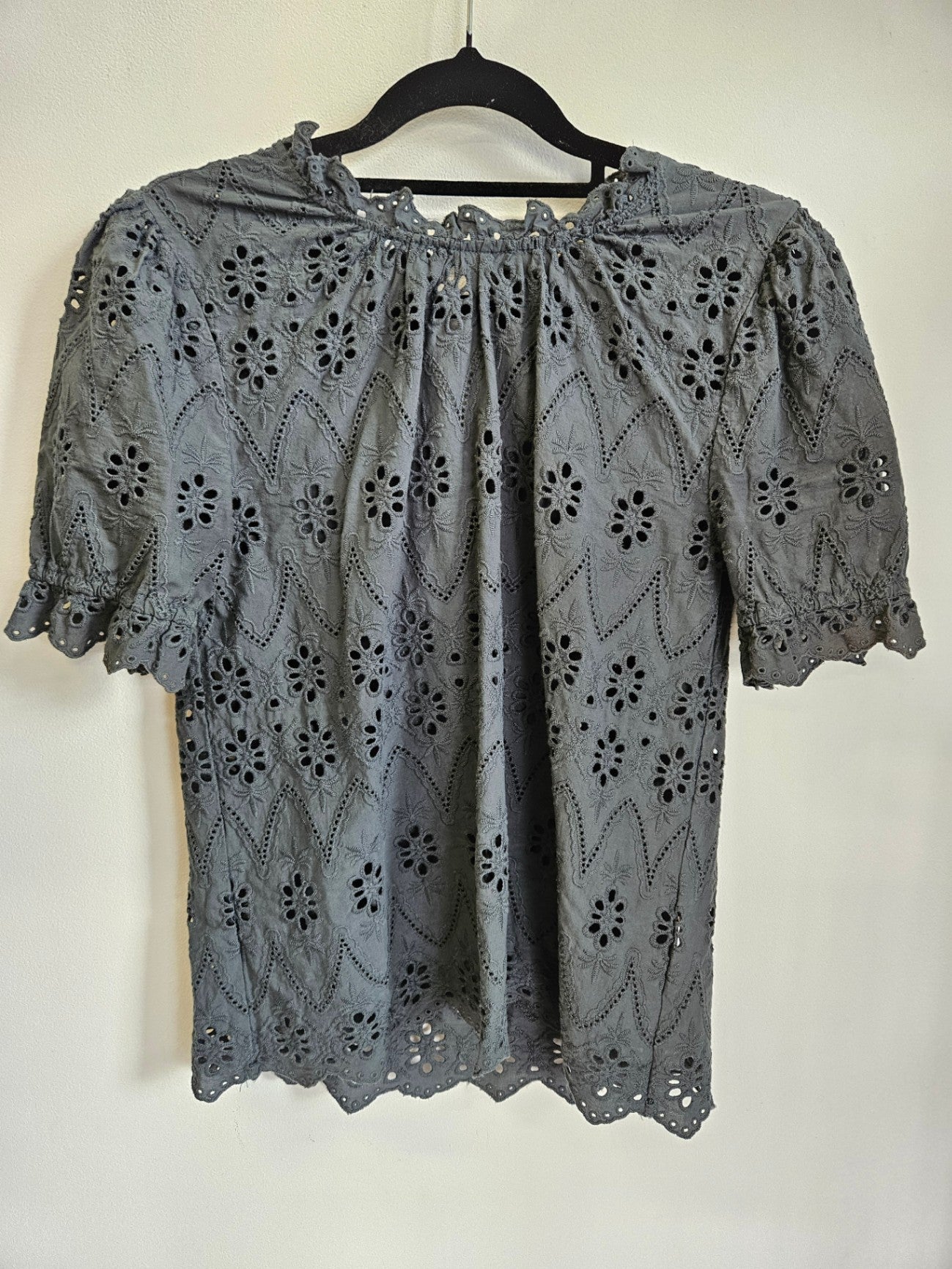 STORM COTTON BROIDERIE SHORT SLEEVE TOP DEEP GREEN SIZE 6