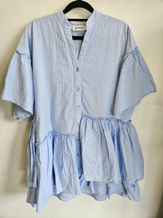 SOVERE COTTON BLEND DRESS LIGHT BLUE SIZE 6