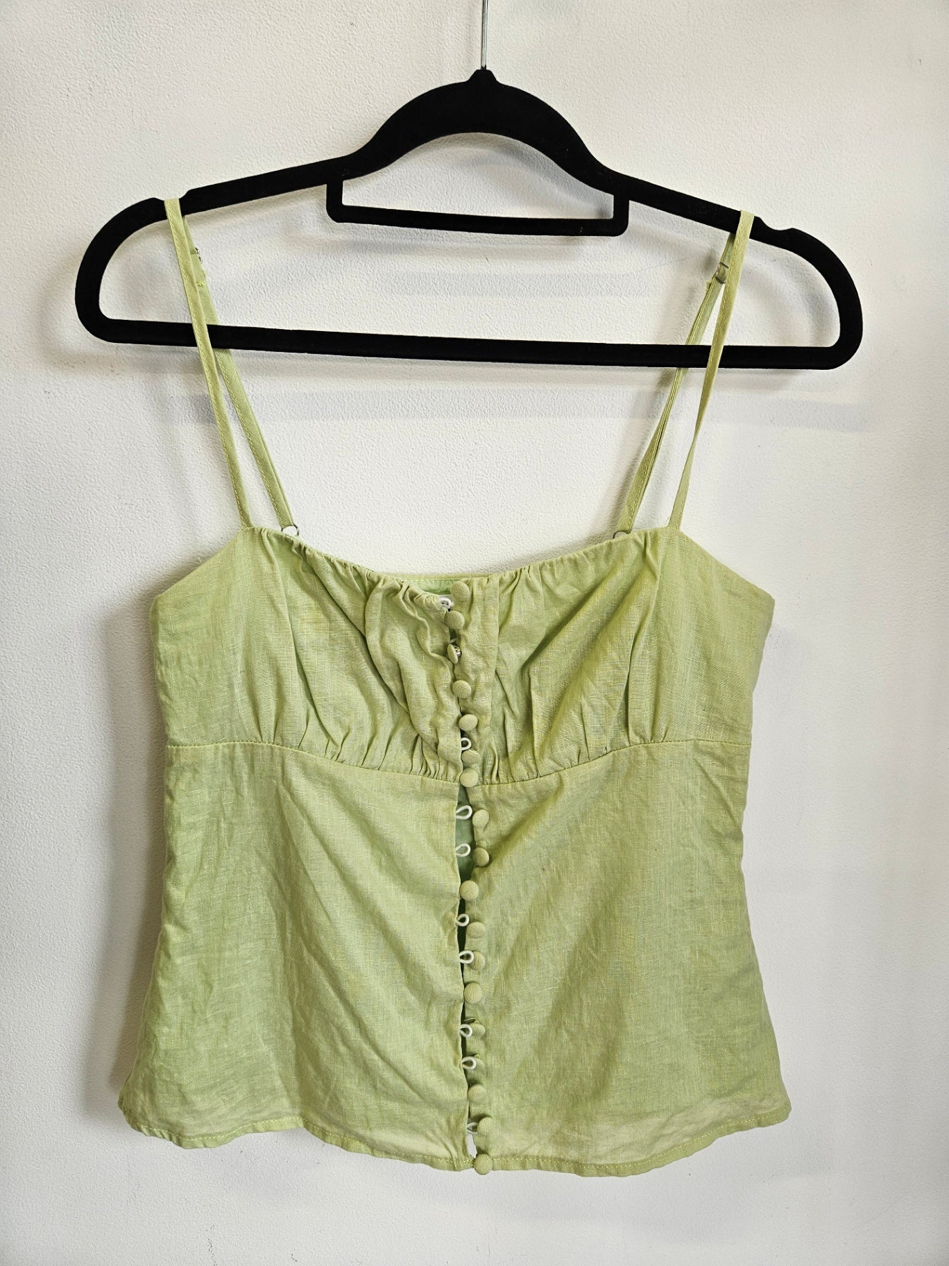 DAZIE COTTON LINEN BLEND SLEEVELESS TOP LIME GREEN SIZE 8