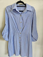 ZARA SHIRT DRESS BLUE WHITE PINSTRIPE SIZE S