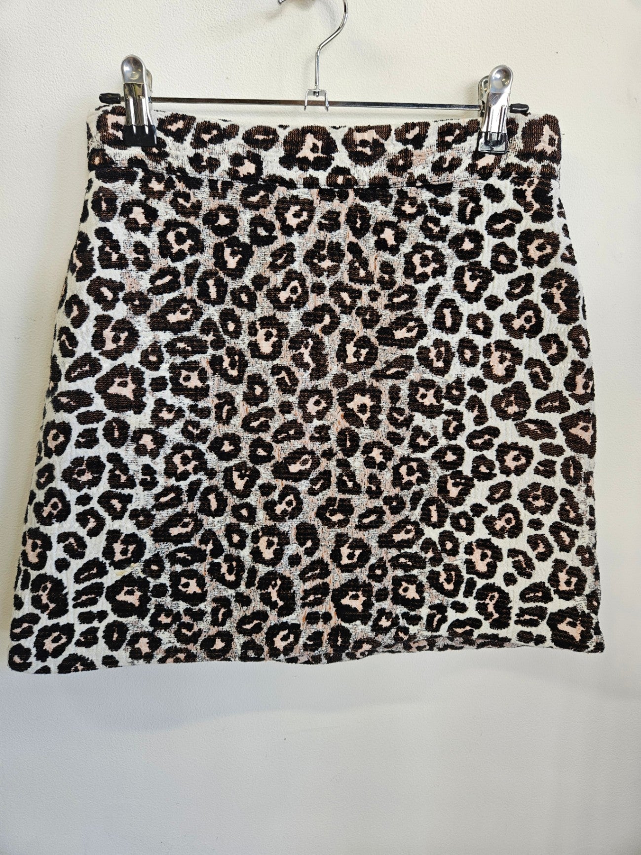 TOPSHOP VISCOSE BLEND MINI SKIRT LEOPARD SIZE S