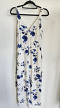 DYNAMITE LINEN BLEND PANTSUIT WHITE BLUE FLORAL SIZE XS