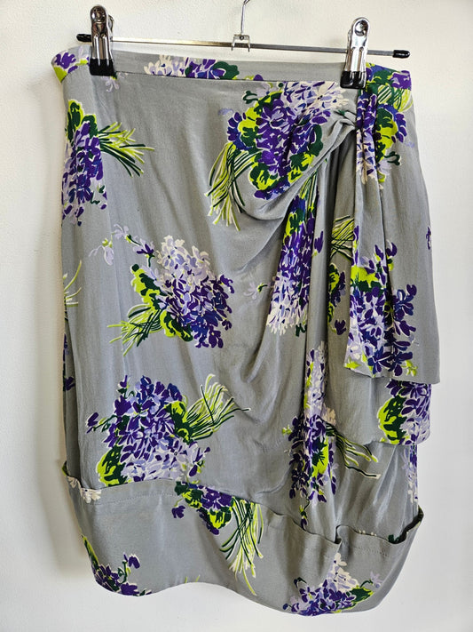 COOPER BY TRELISE SILK MINI SKIRT GREY HYDRANGEA SIZE 12