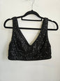 SHOWPO SEQUINNED CROP TOP BLACK SIZE M