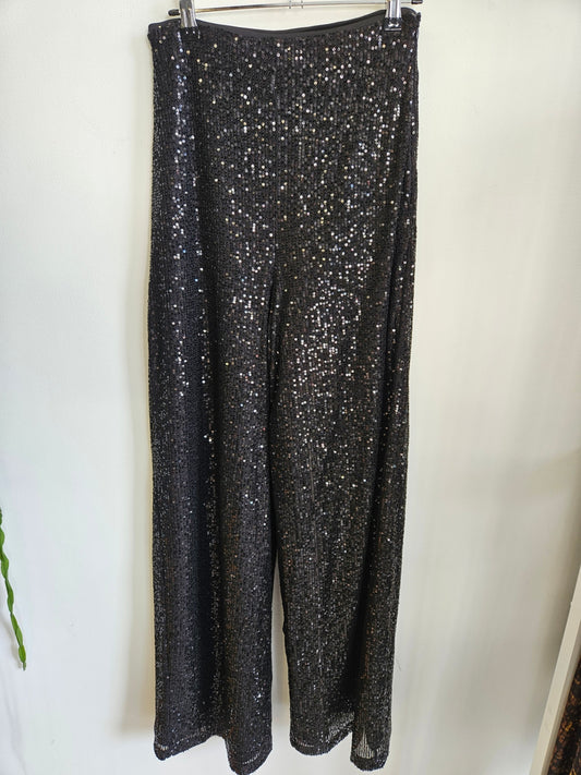 SHOWPO SEQUIN PANTS BLACK SIZE 10