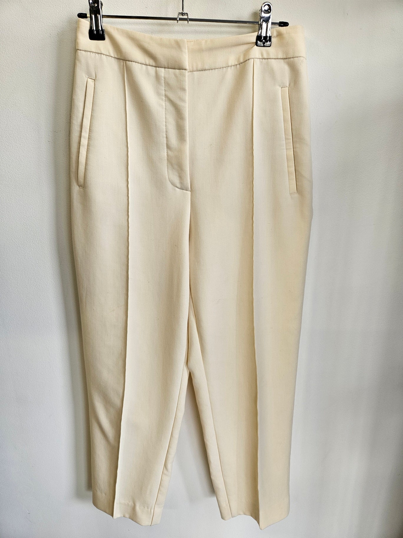 ZARA VISCOSE BLEND PANTS CREAM SIZE S