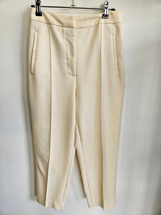 ZARA VISCOSE BLEND PANTS CREAM SIZE S