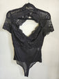 HELLO MOLLY LACE MESH BODYSUIT BLACK SIZE M