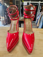 NOVO PATENT LEATHER PLATFORM HEELS RED SIZE 7